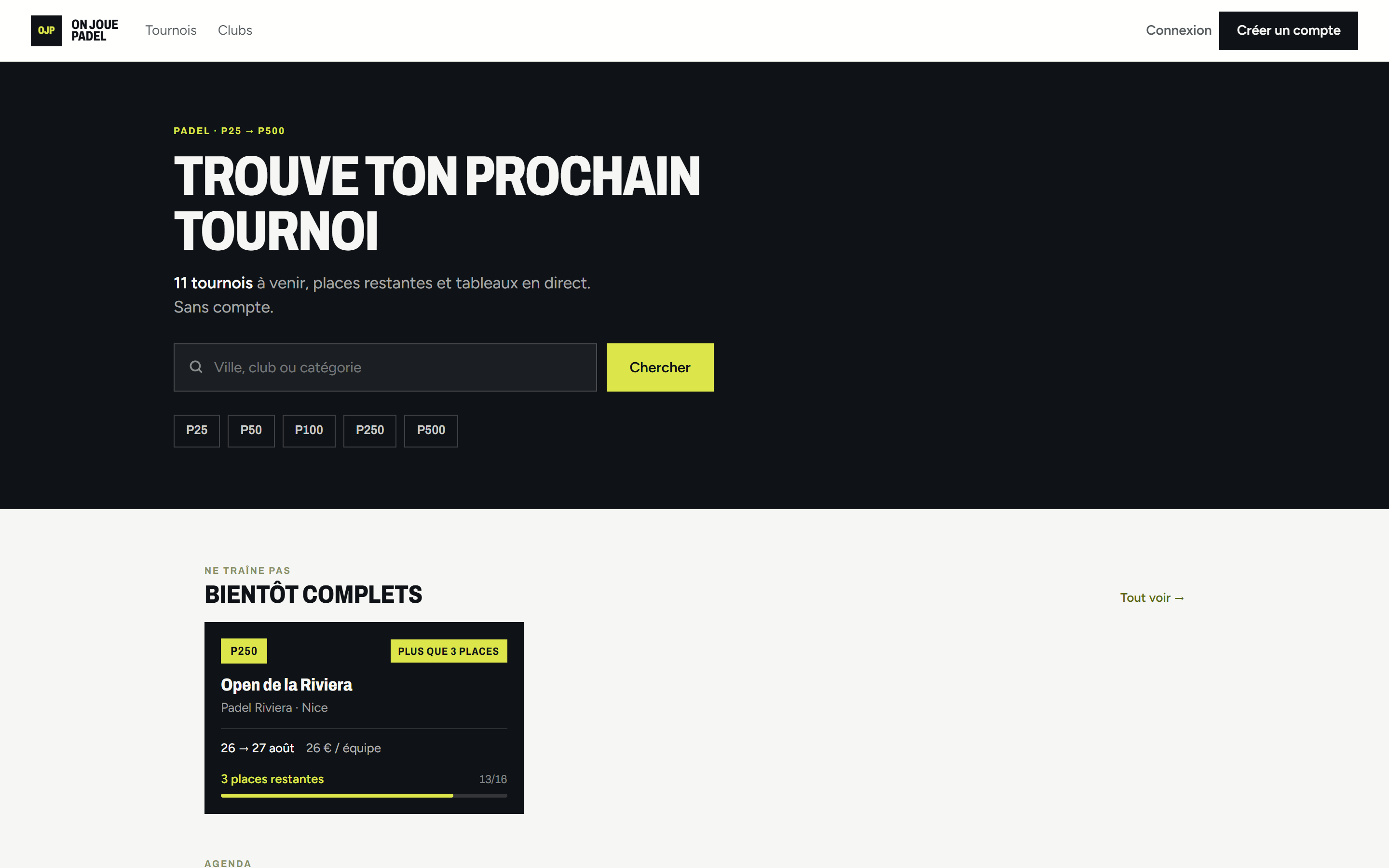Recherche publique de tournois : ton club visible de tous les joueurs